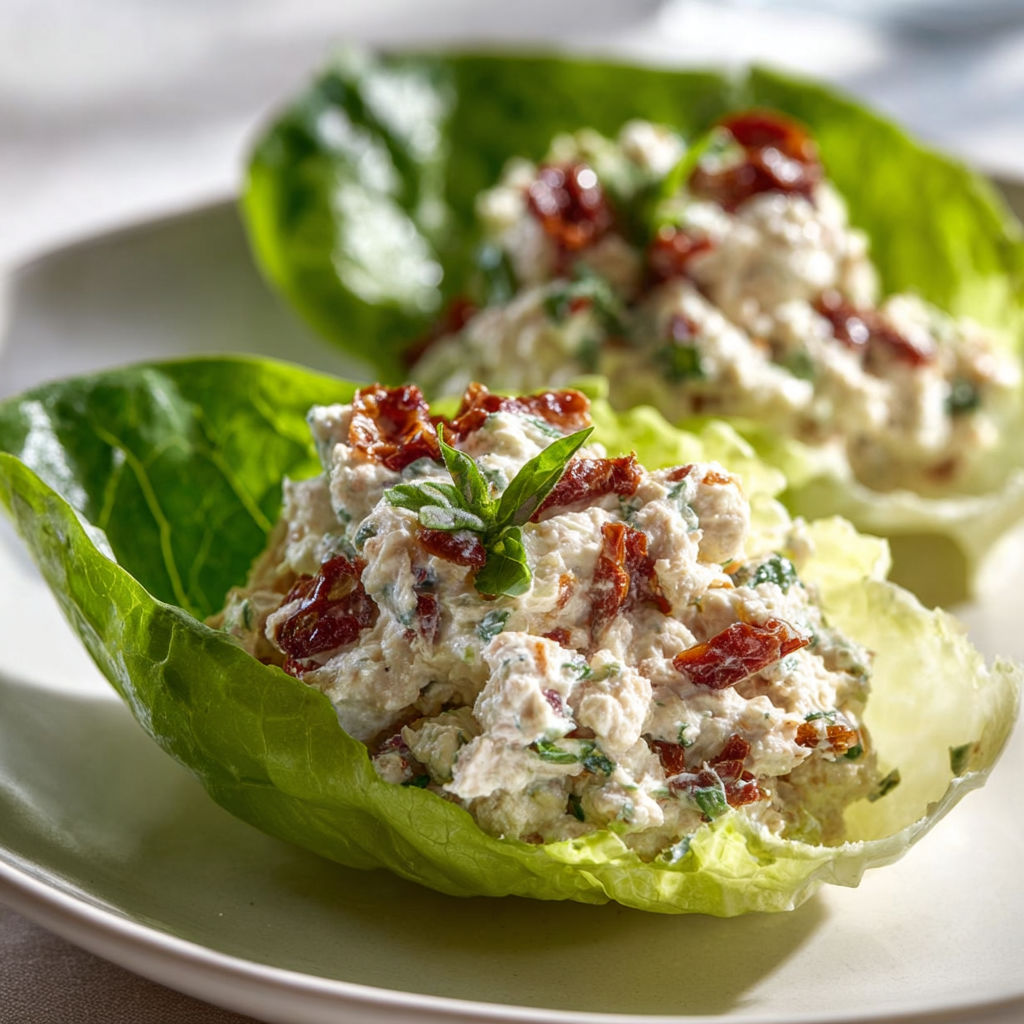 Petites coupes fraîches avec sauce ricotta et jambon blanc.