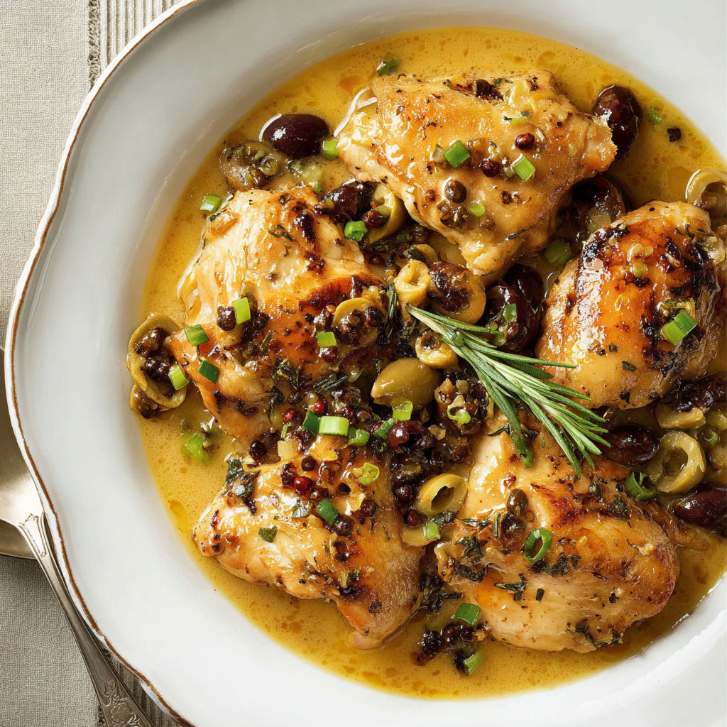Poulet doré aux légumes et herbes, servi dans un joli bol blanc chic.