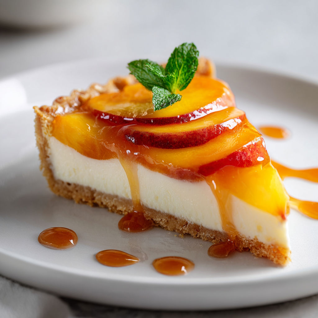 Une tarte aux fruits sur un plateau, entourée de fruits et d’herbes fraîches.
