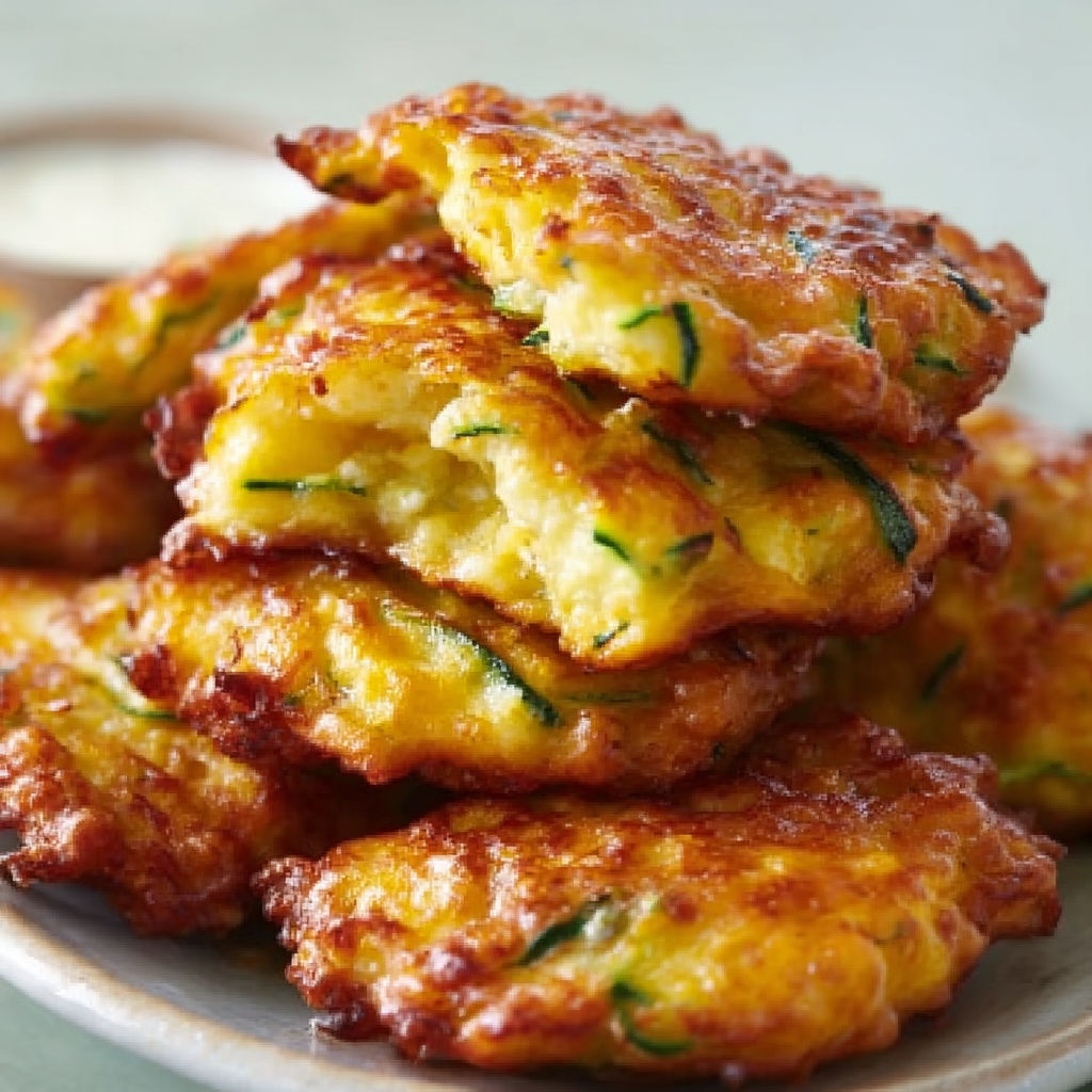 Beignets de courgettes à la cuillère, savoureux et super gourmands.