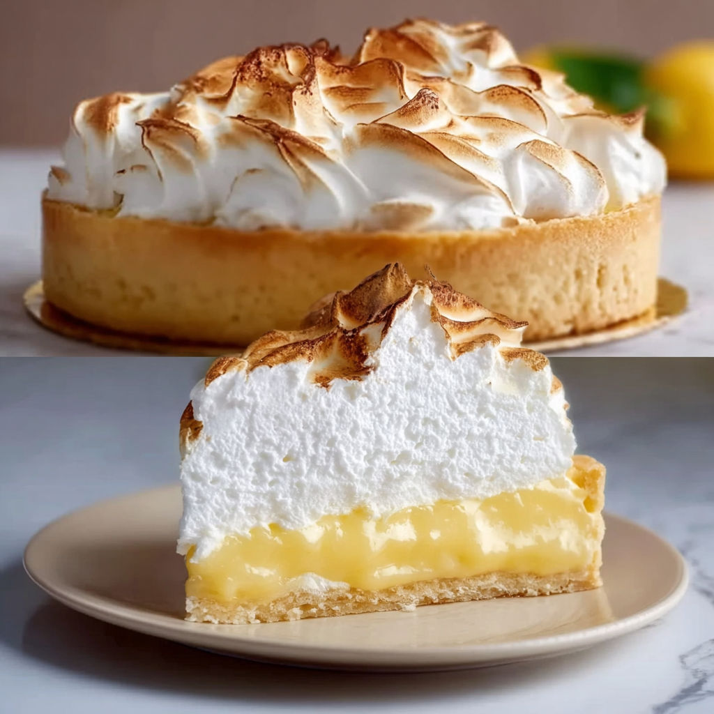 Une jolie tarte aux pommes surmontée de crème chantilly et posée sur un grand plateau.