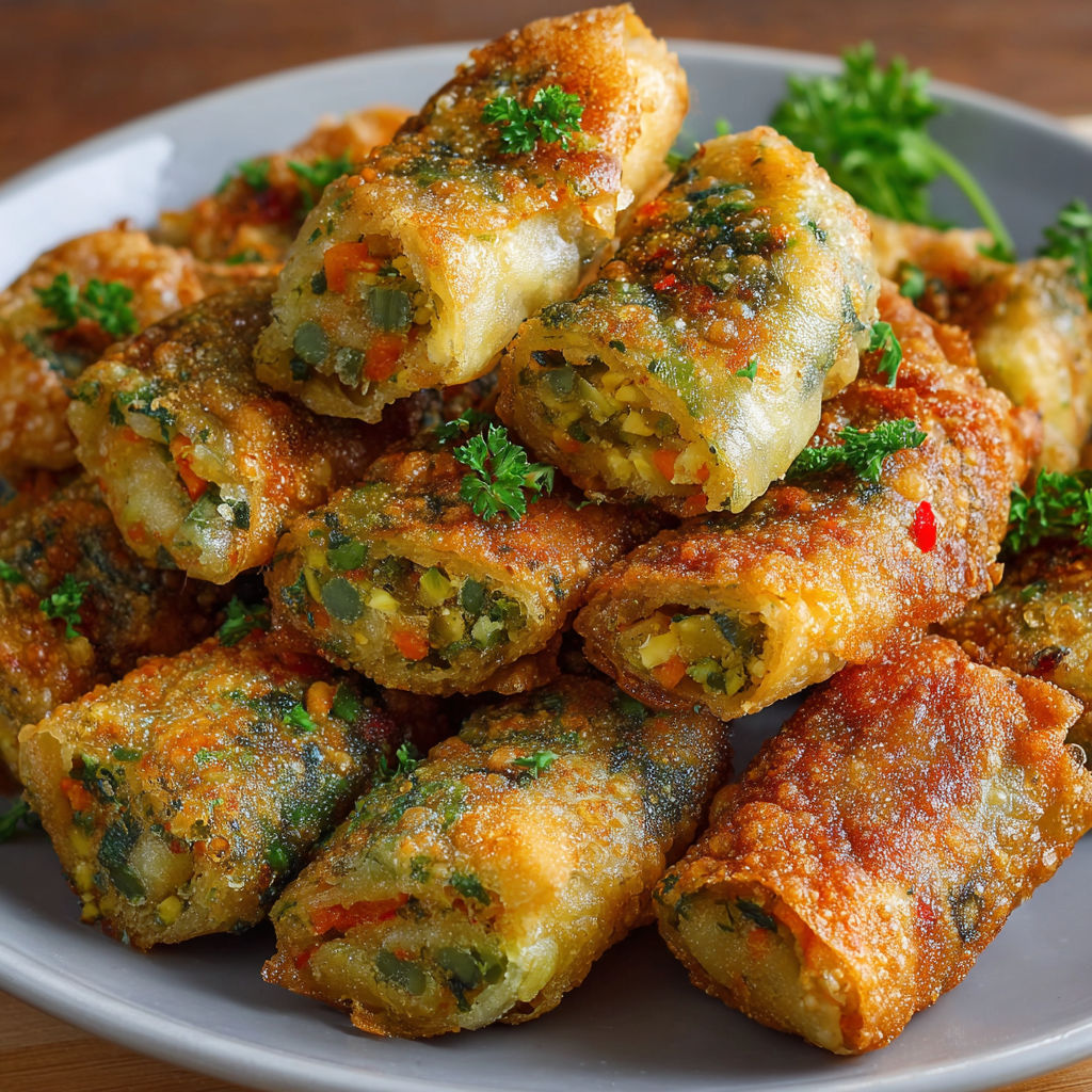 Une belle assiette de triangles croustillants fourrés de légumes, posée sur une table conviviale.
