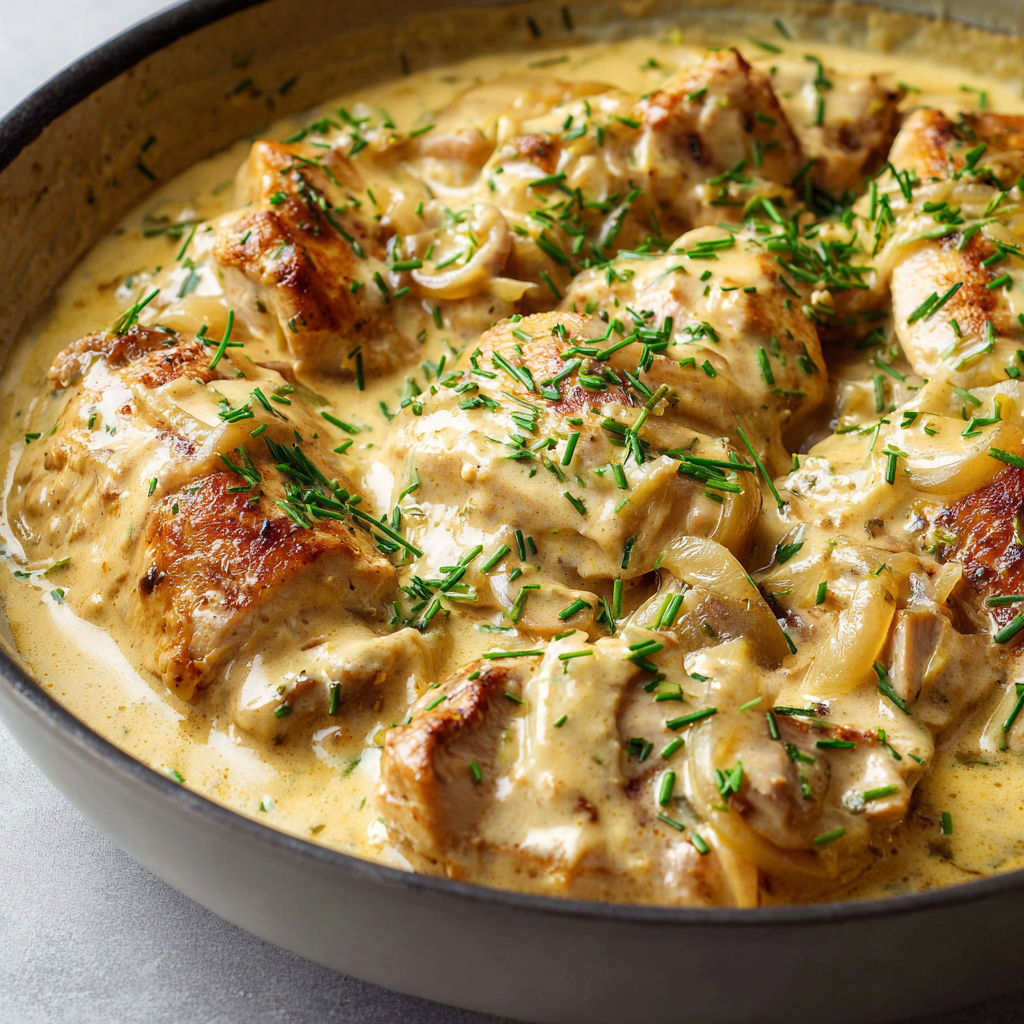 Poulet doré entouré d’herbes et légumes savoureux dans une poêle.