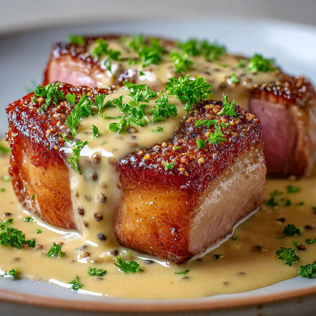 Du canard grillé nappé d'une sauce relevée, le tout accompagné d'herbes fraîches et de légumes verts.