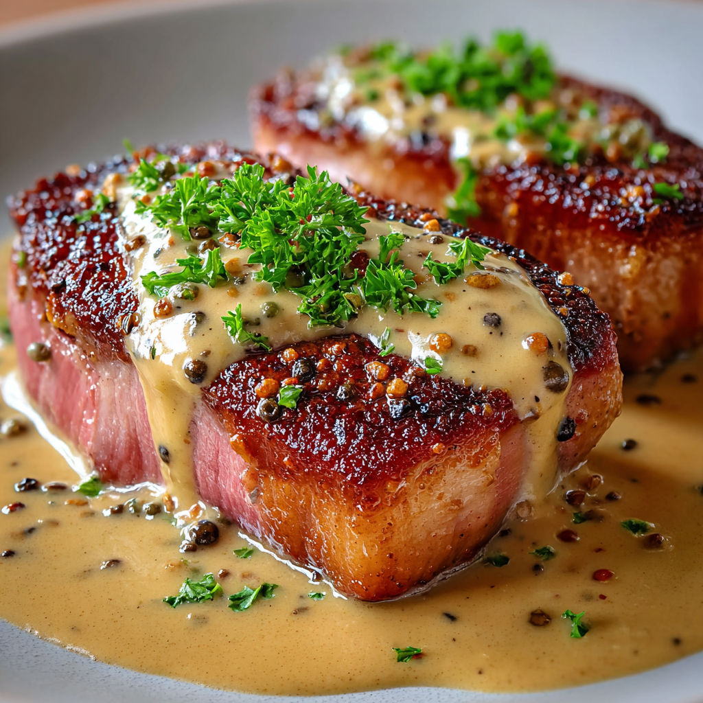 Un canard grillé nappé de sauce aux épices et herbes, servi avec une purée de céleri onctueuse.