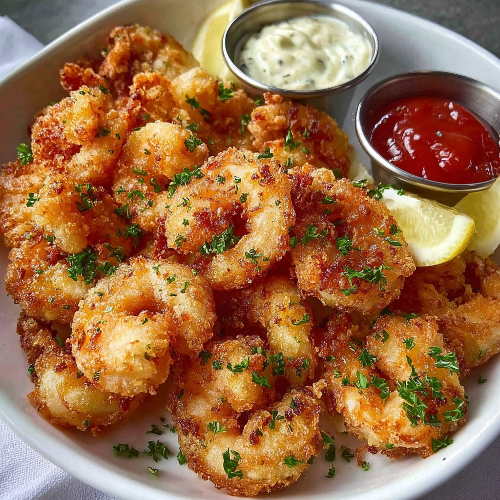 Plateau de fruits de mer dorés et sauce à la cuillère.