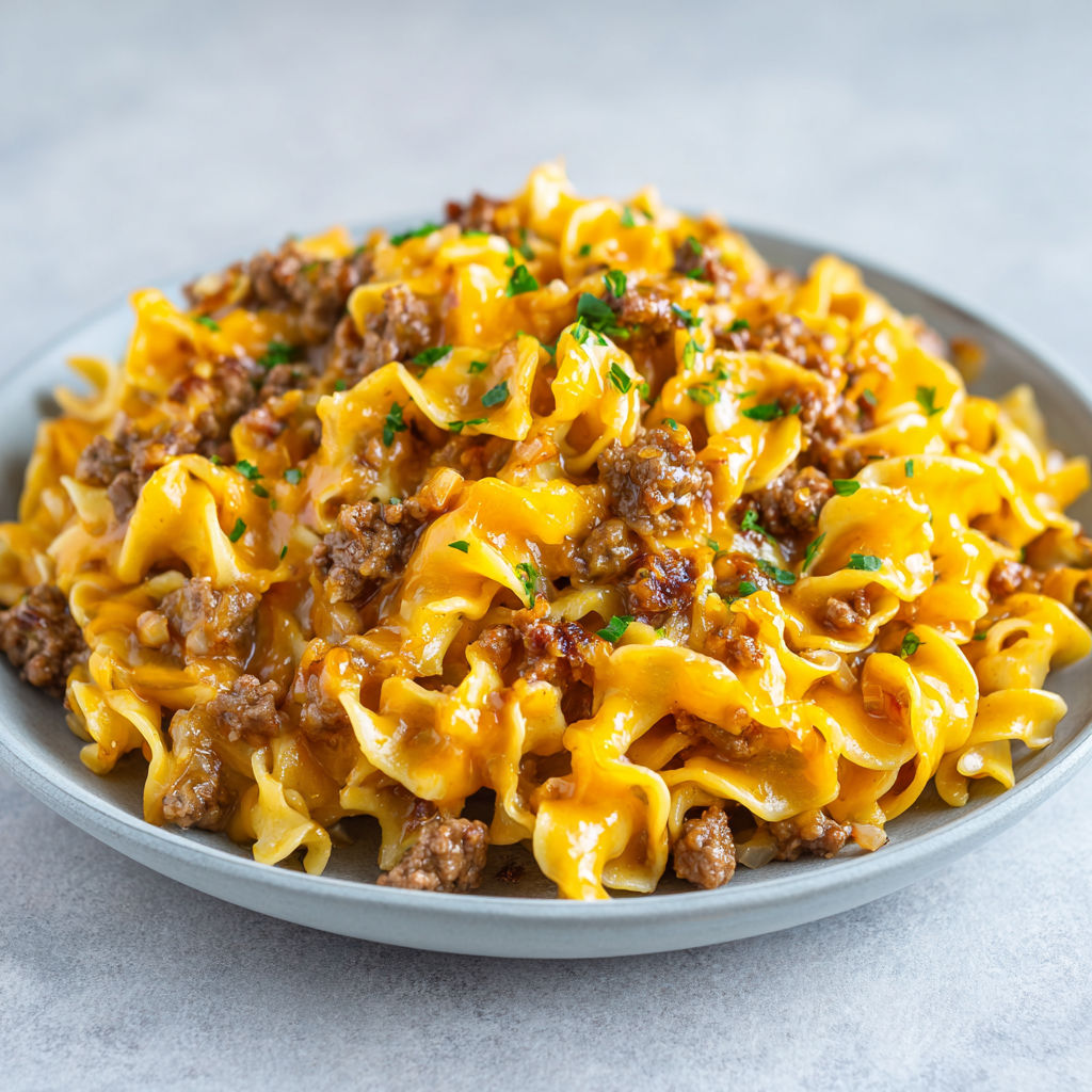 Un plat de macaroni nappé de sauce cheddar, servi sur un plateau.