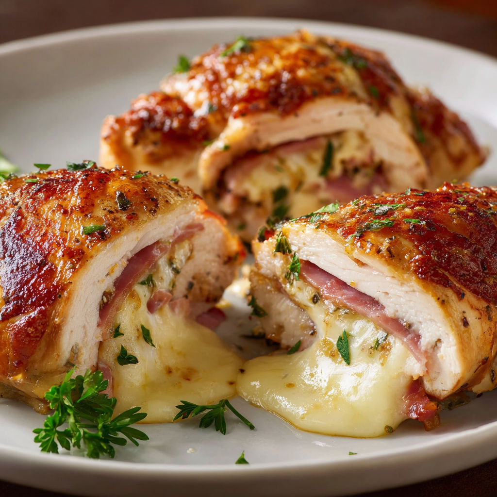 Sandwichs au poulet, fromage et herbes sur assiette.