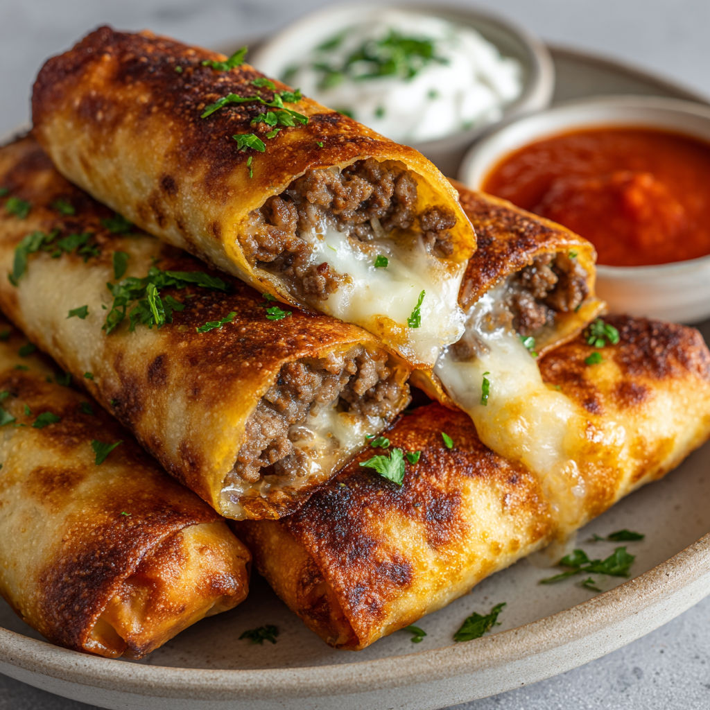 Une belle assiette de quesadillas accompagnées de différentes sauces et d’herbes fraîches.