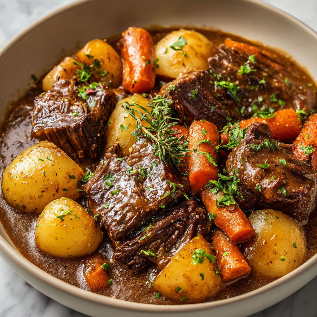 Un bol gourmand avec viandes, carottes, pommes de terre, et légumes verts.