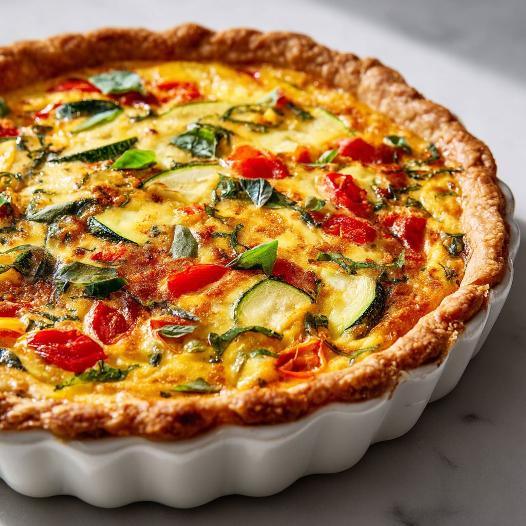 Quiche légère courgette tomate et basilic comme chez Mamy