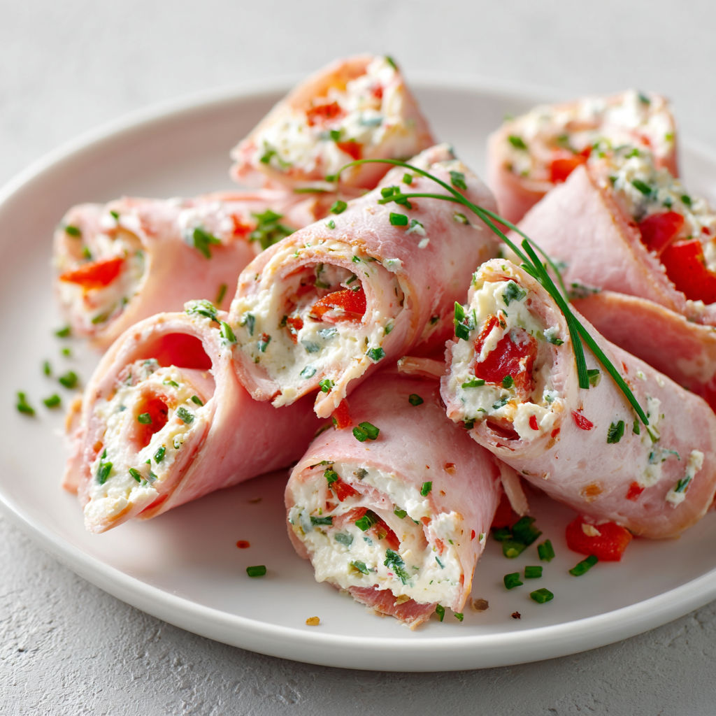 Roulez tout doux jambon et fromage frais.