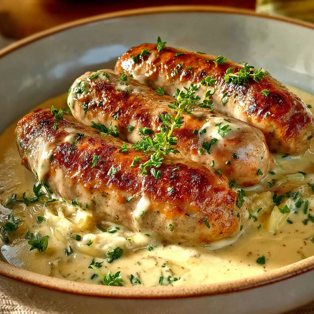 Andouillettes grillées crème à la moutarde onctueuse