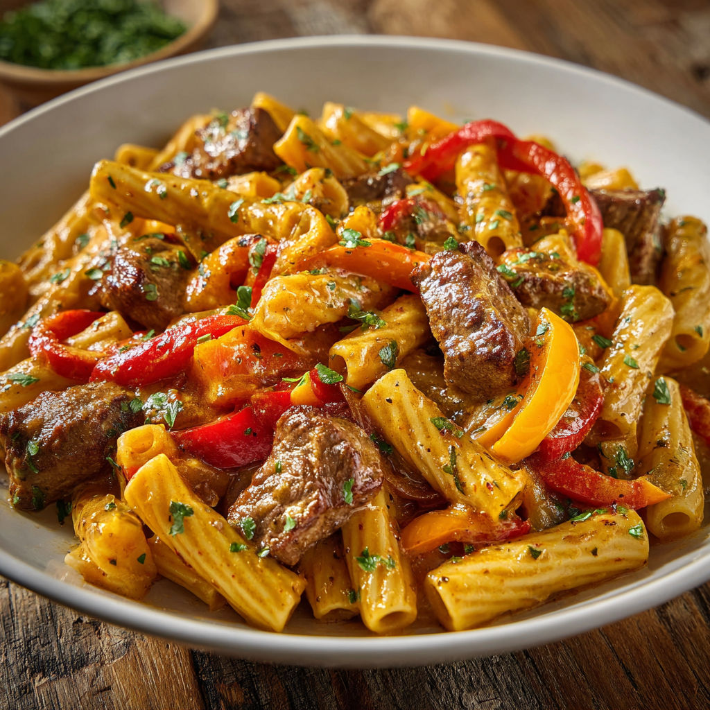 Tagliatelles gourmandes au bœuf et poivrons twistés à la sauce soja