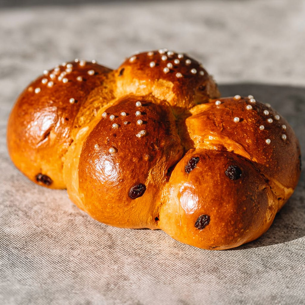 Cougnou de Noël tout doré et moelleux, brioche typique belge prête à savourer.