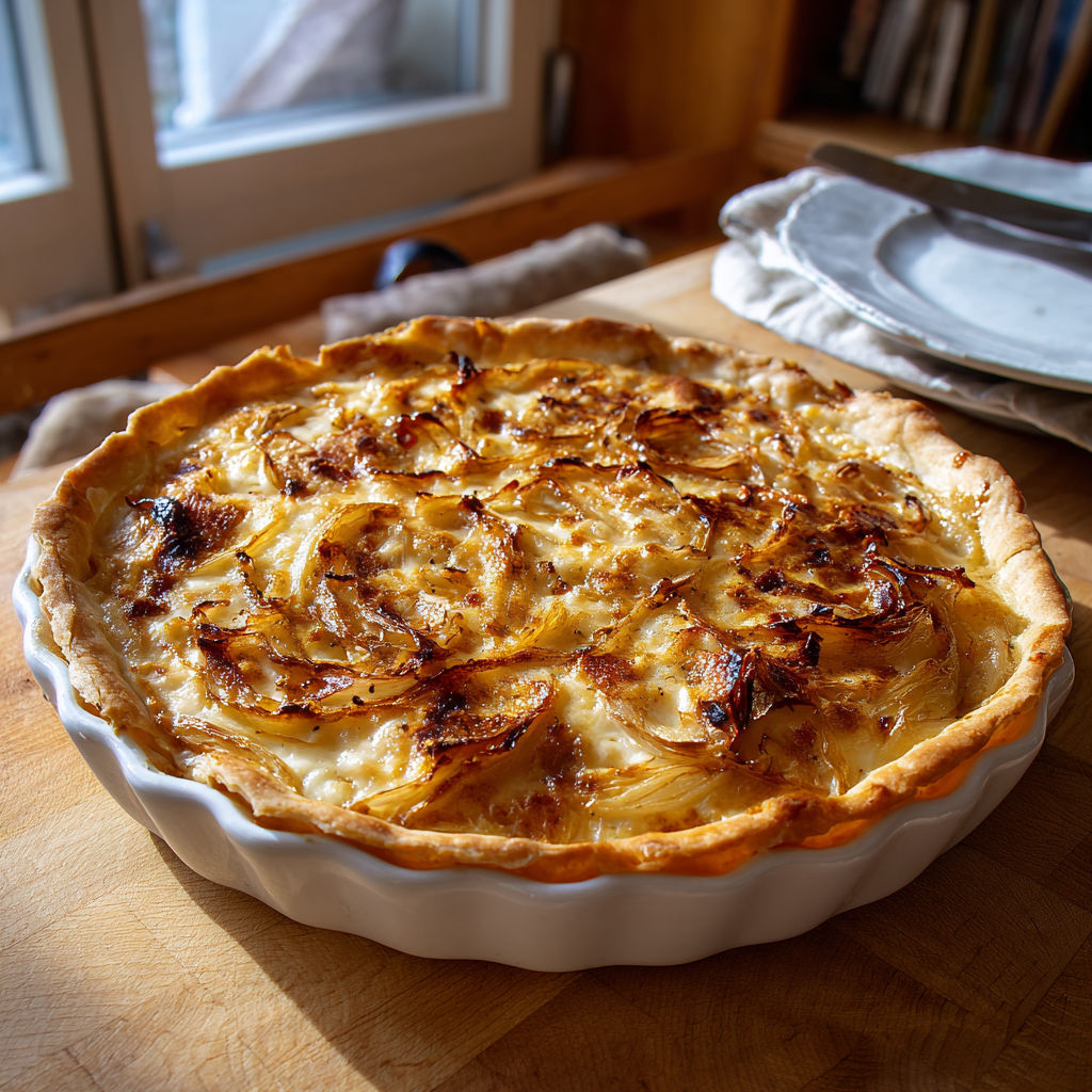 Fondant irrésistible Oignons Reblochon doré.
