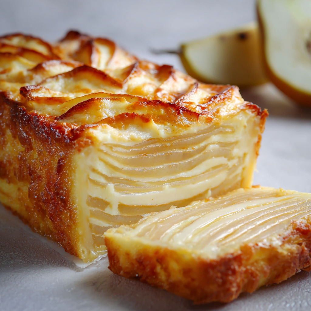 Gâteau Invisible aux Poires et Vanille.