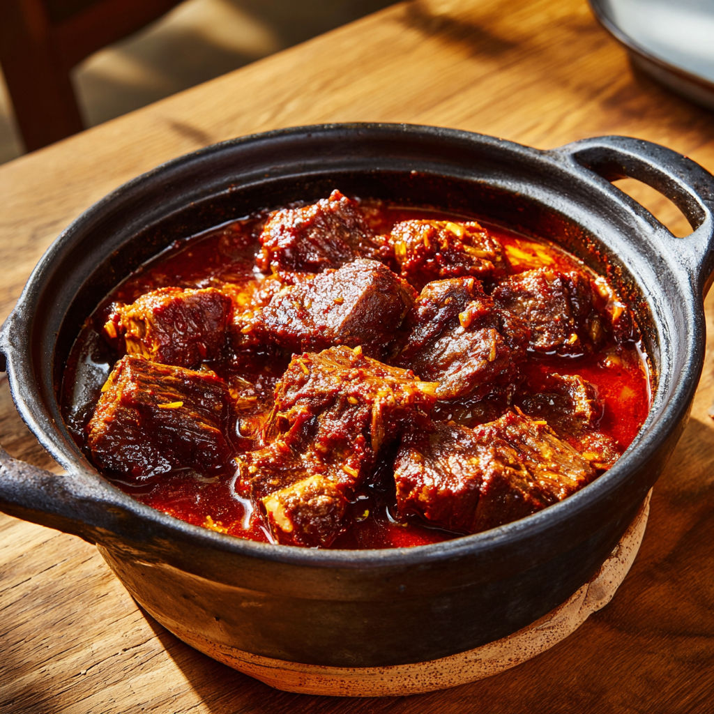 Bœuf mijoté à la coréenne, épicé et super tendre.