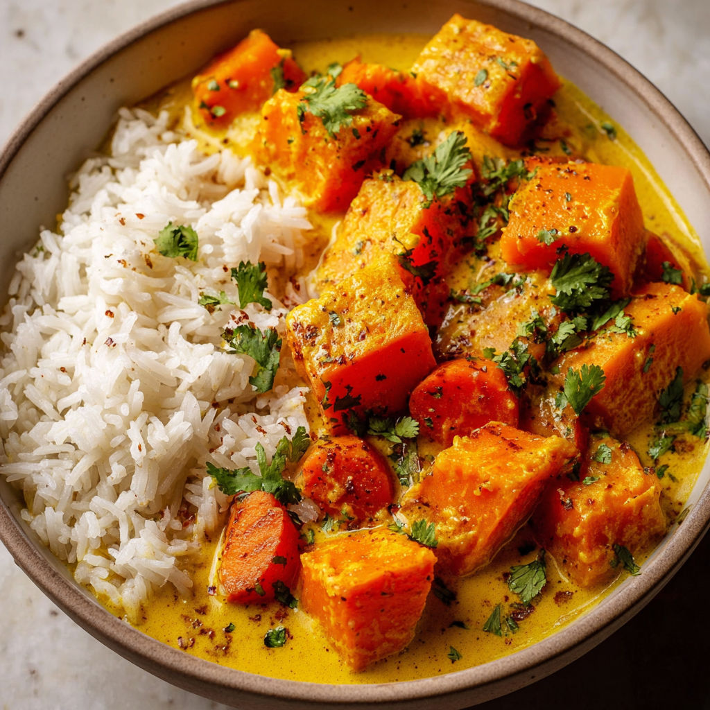 Curry parfumé aux légumes d’automne et lait de coco.