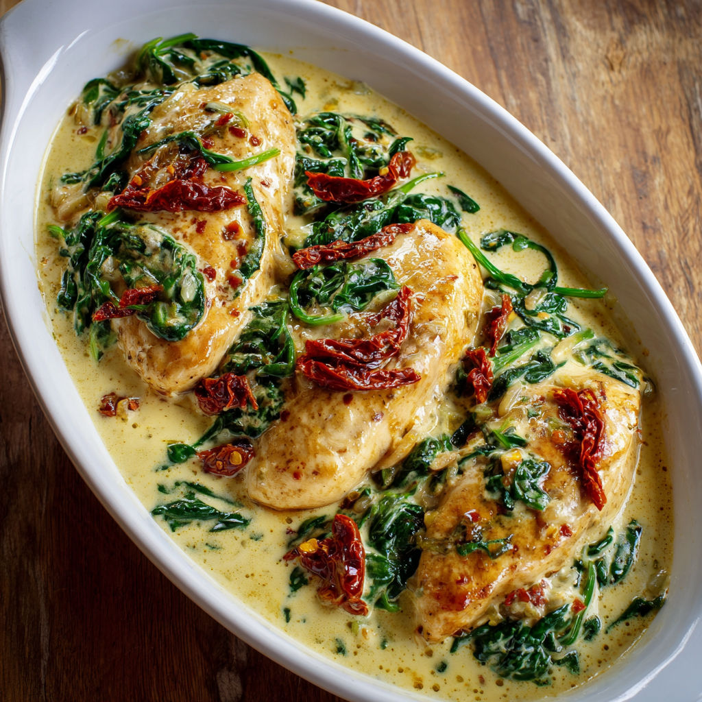 Escalopes de poulet fondantes, crème et saveurs du Sud.