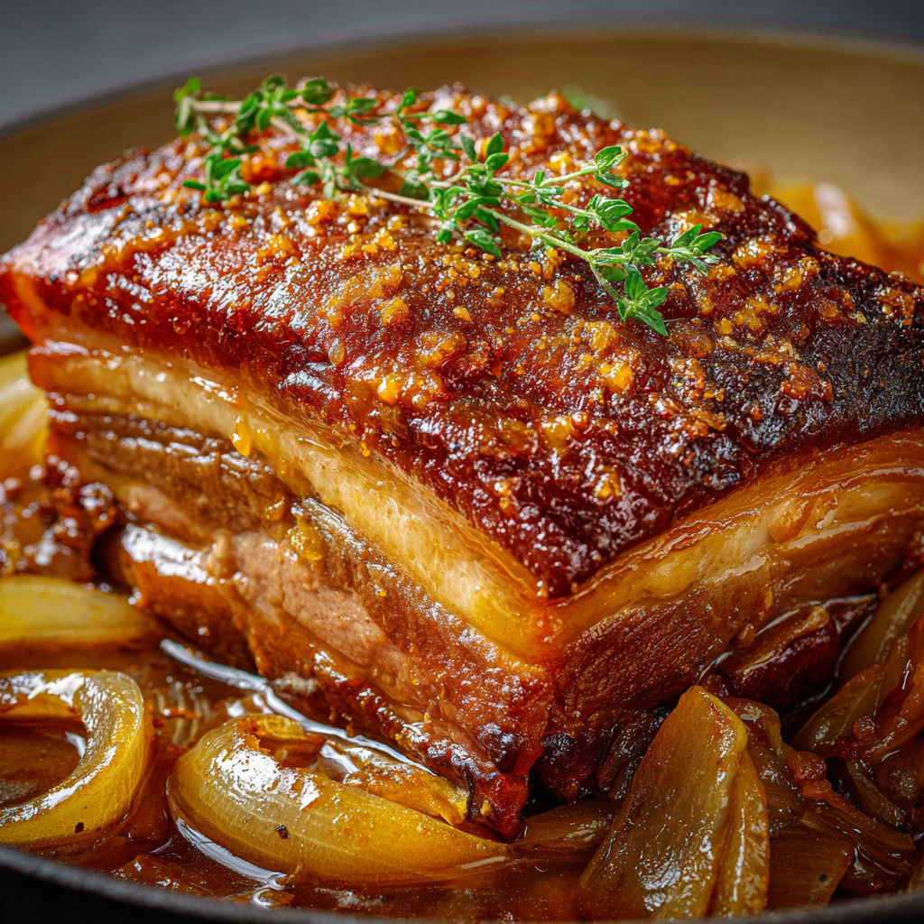 Porc tendre confit à la bière et à l’érable.