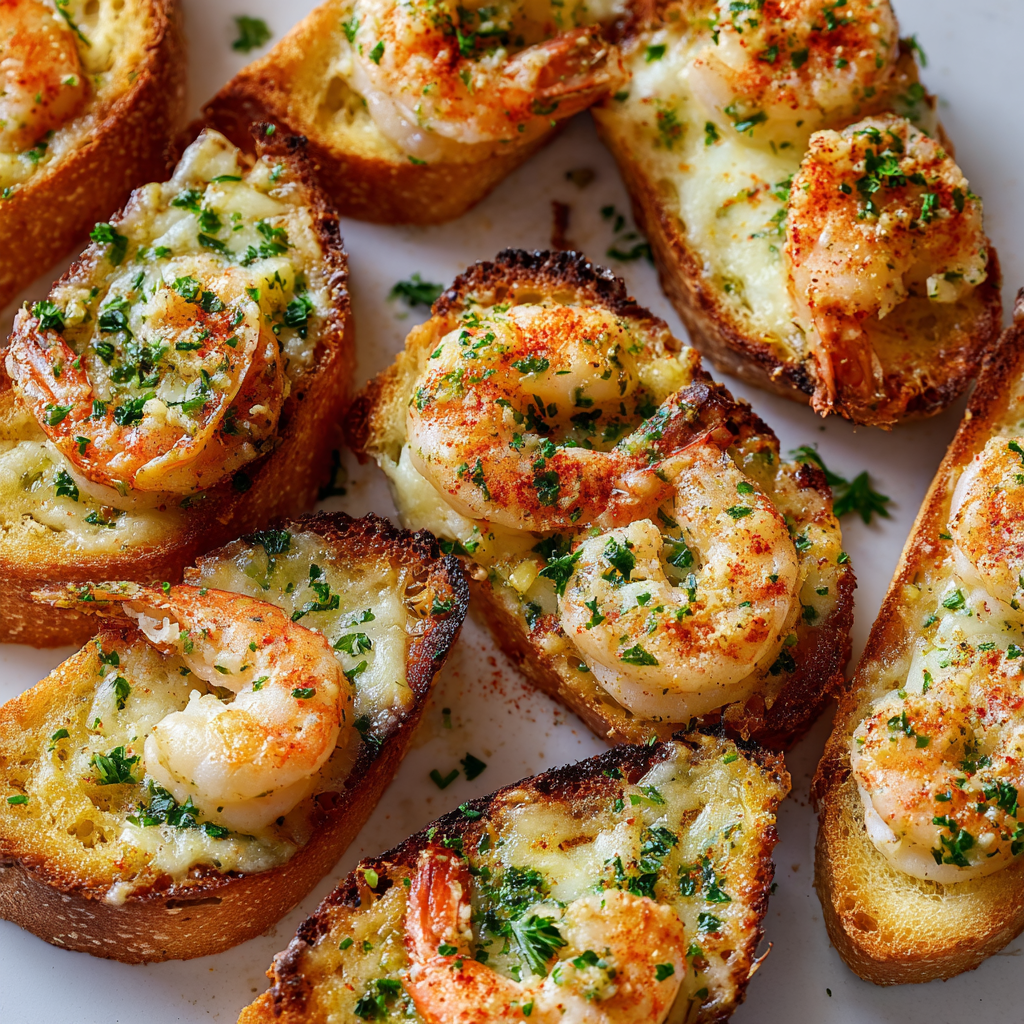 Pain gratiné crémeux aux crevettes – délicieuse tranche à partager