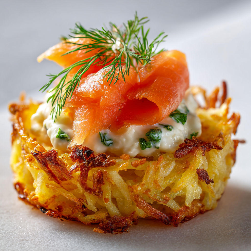 Röstis Ultra Croustillants au Saumon Fumé et Crème au Citron.