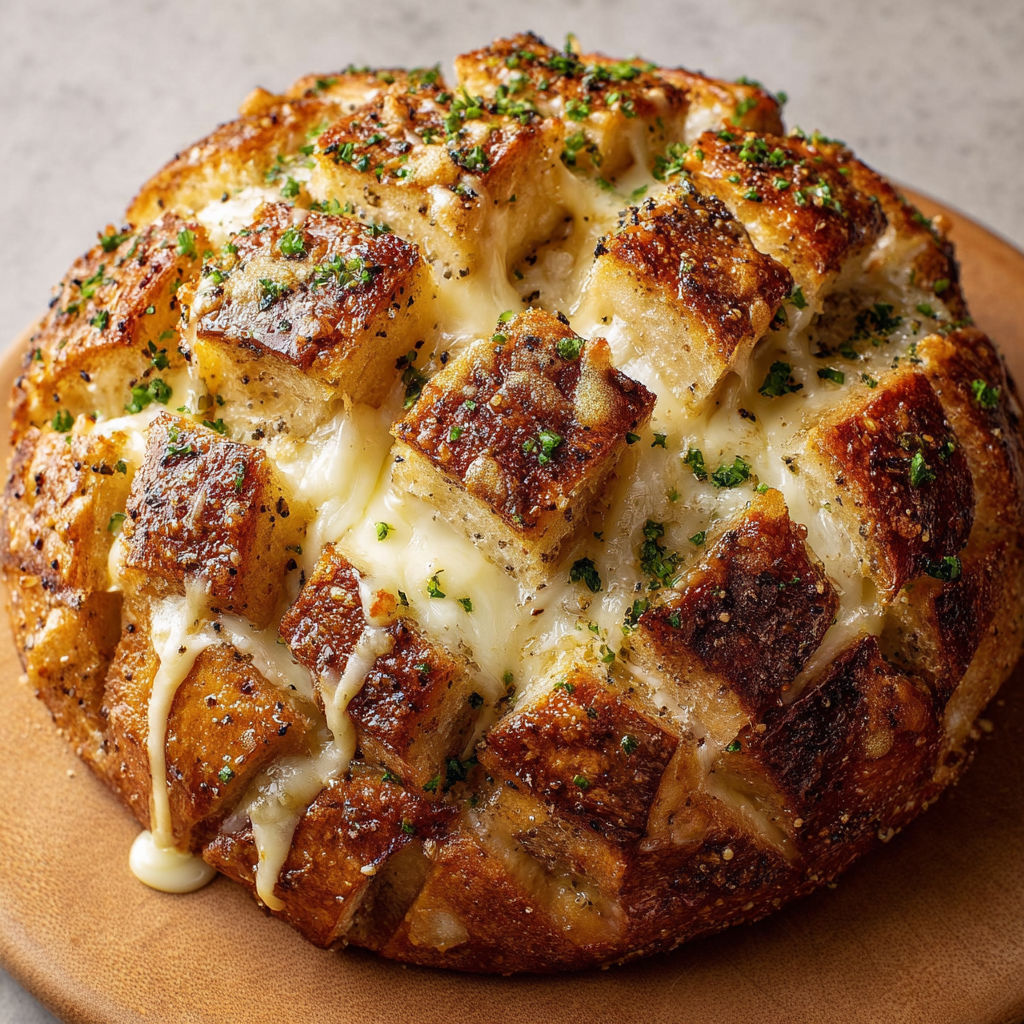 Pain gourmand gratiné à la mozzarella et au poivre noir.