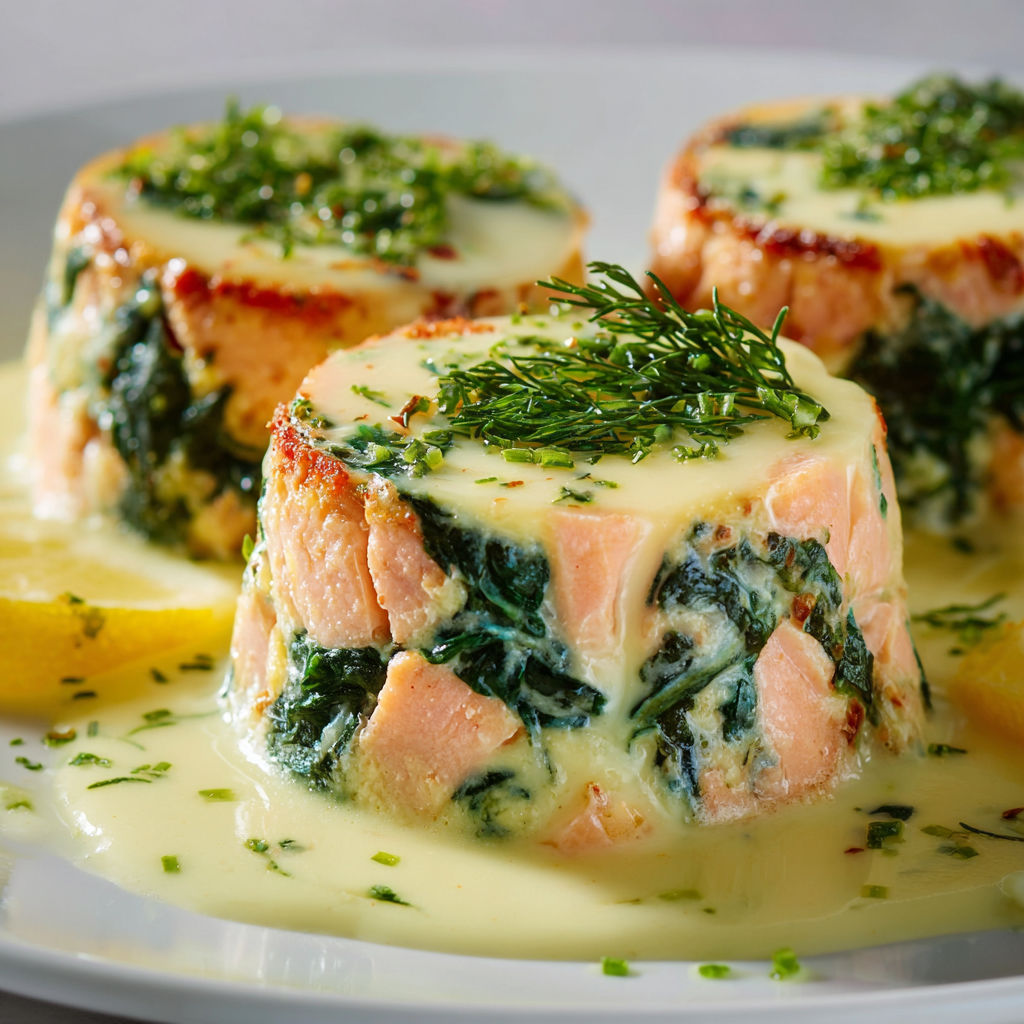 Flan Gourmand de Saumon et Épinards au Citron.