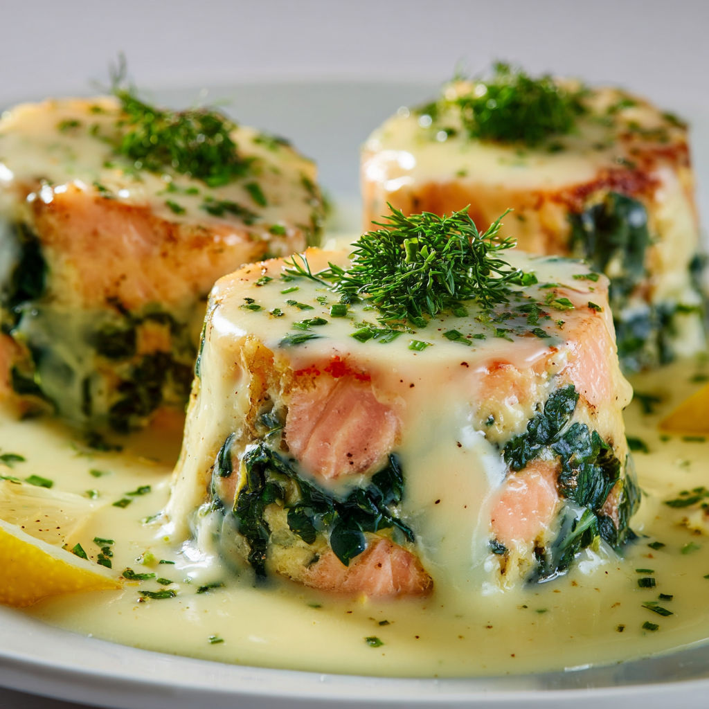 Délice Crémeux de Saumon et Épinards à la Pointe de Citron.