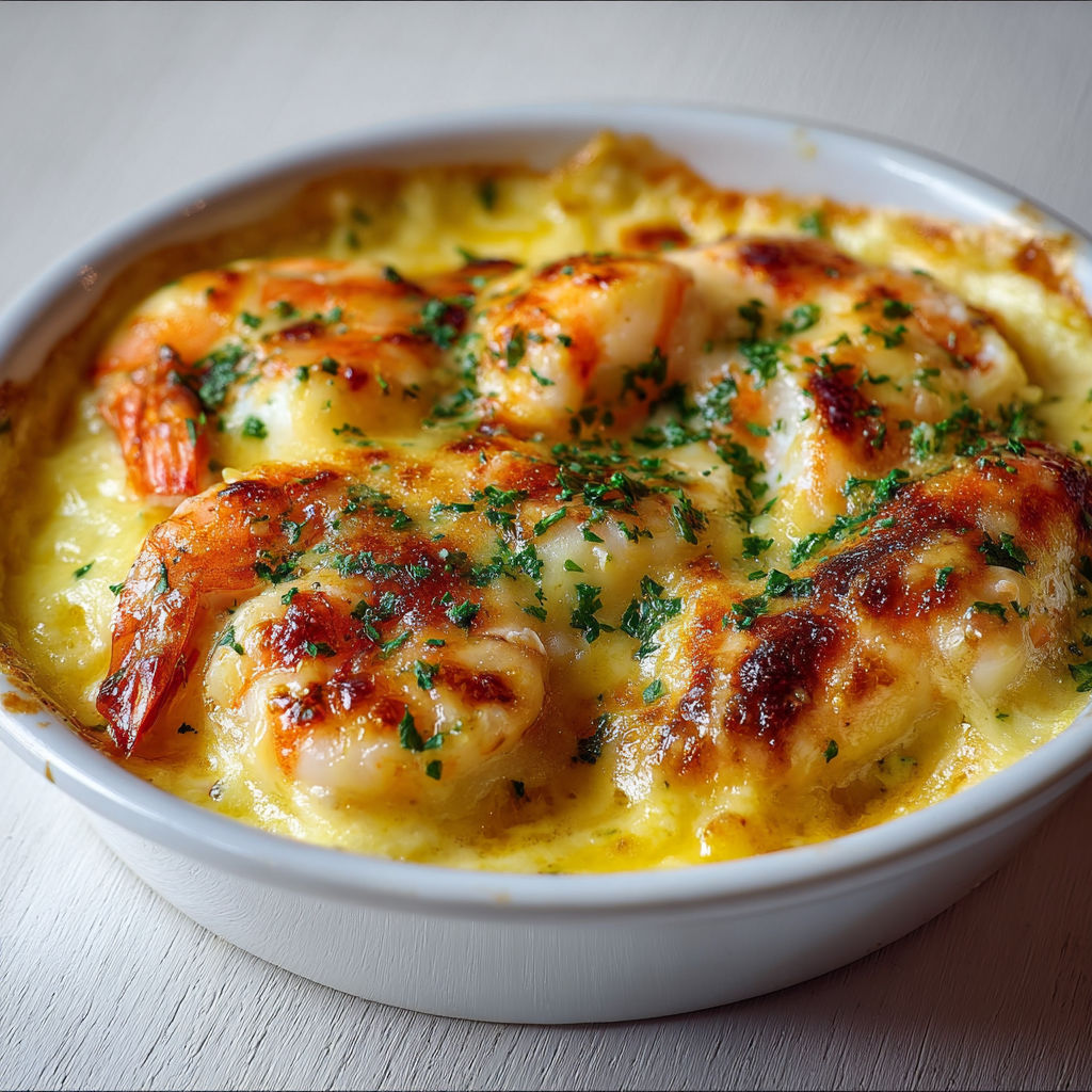 Gratin Élégant de Langoustines à la Crème Safranée.