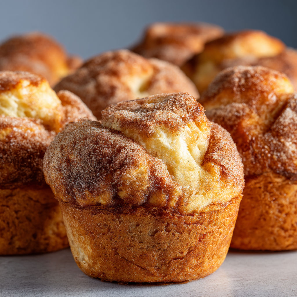 Les muffins Pain Perdu à la cannelle et sucre sont ultra moelleux, tout doux, et parfaits sur une assiette à partager.