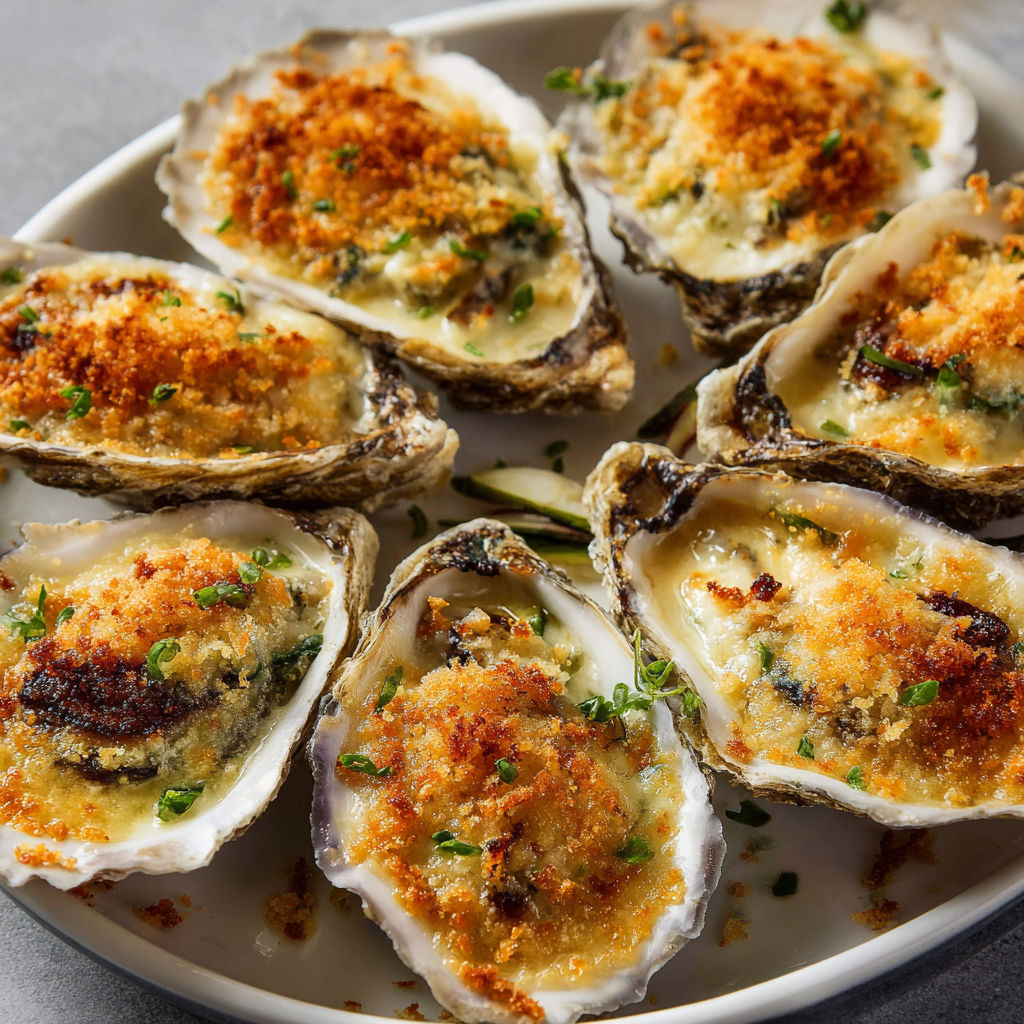 Huîtres au Four, Crème Délicate et Croûte Dorée.