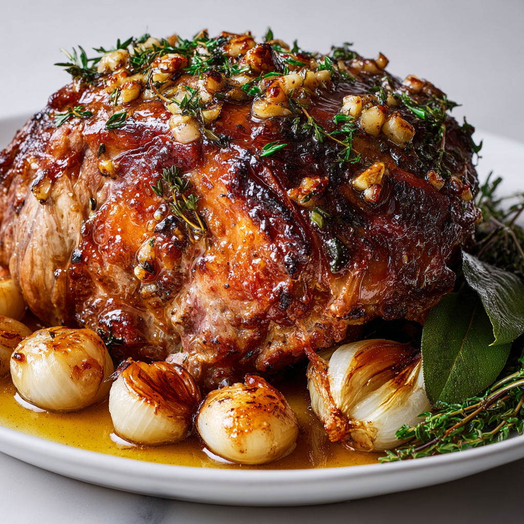 Rôti d’agneau hyper juteux à l’ail et beurre fondant.