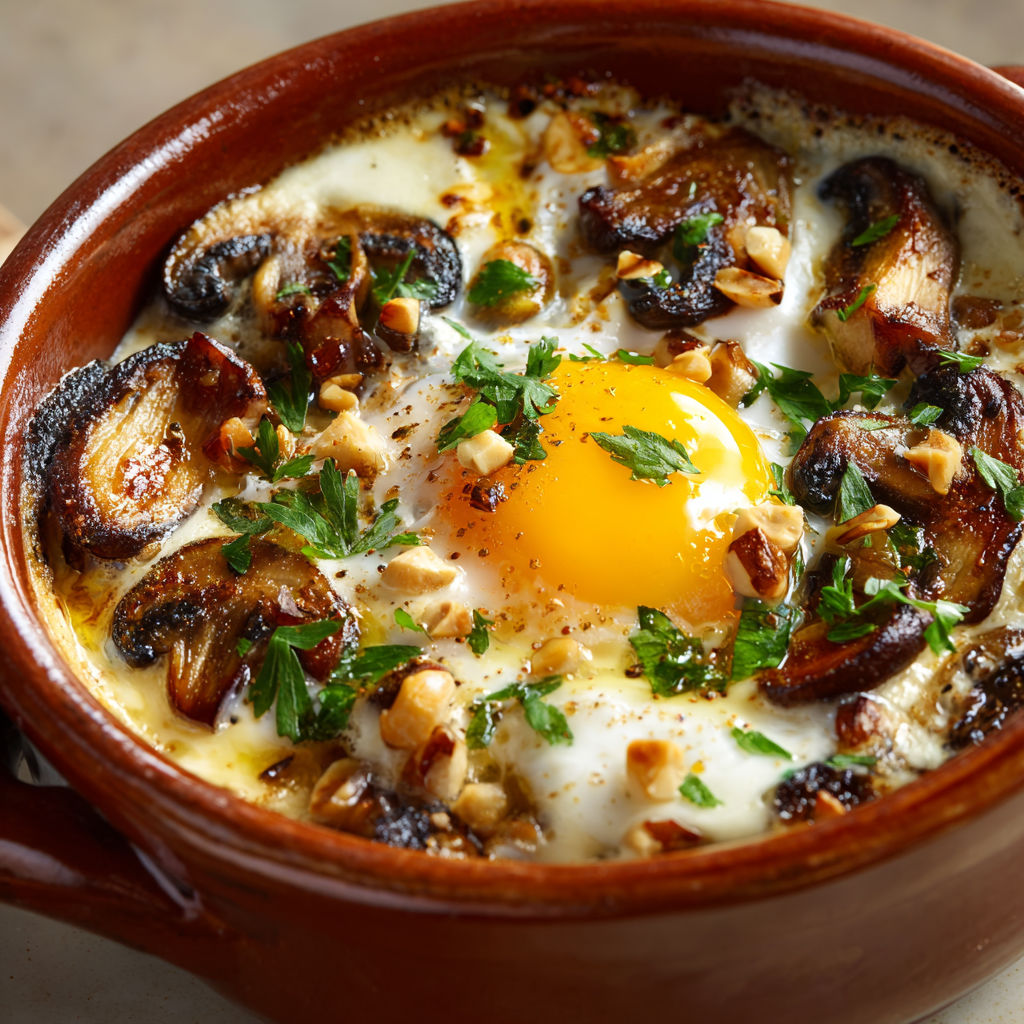 Œufs Cocotte à la Truffe — Fondant, Gourmand, Parfumé au Brie et aux Champignons.