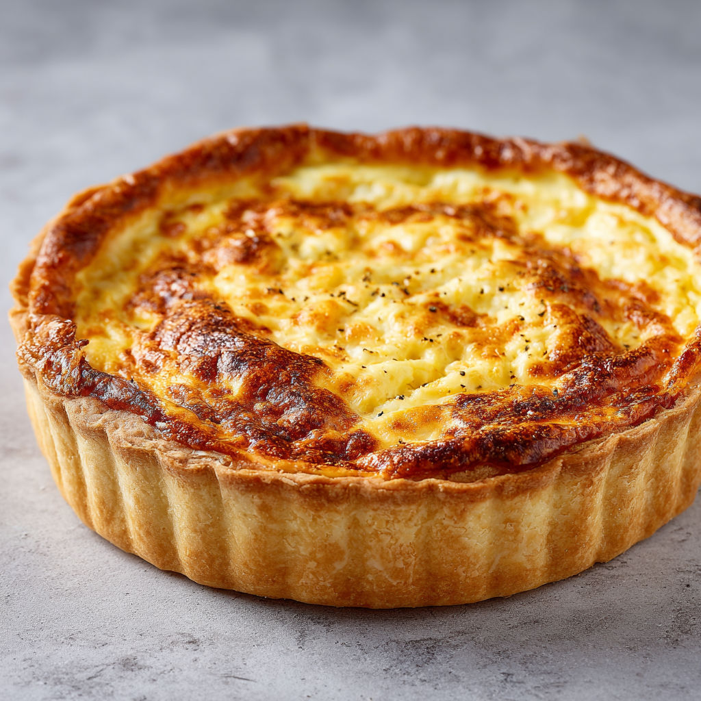 Quiche soufflée légère au fromage et muscade comme un nuage.