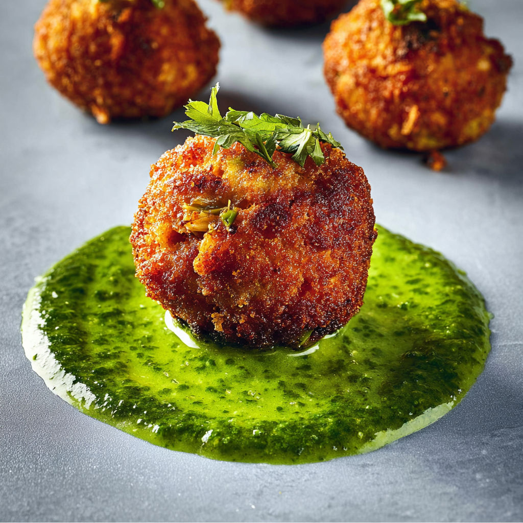Acras ultra croustillants au thon et aux artichauts, avec une sauce citron-herbes irrésistible.