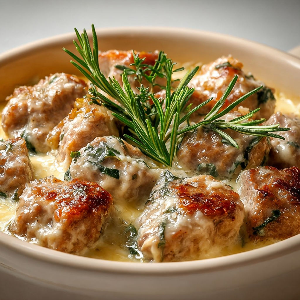 Délicieuse cassolette de veau tendre avec parmesan et herbes fraîches.