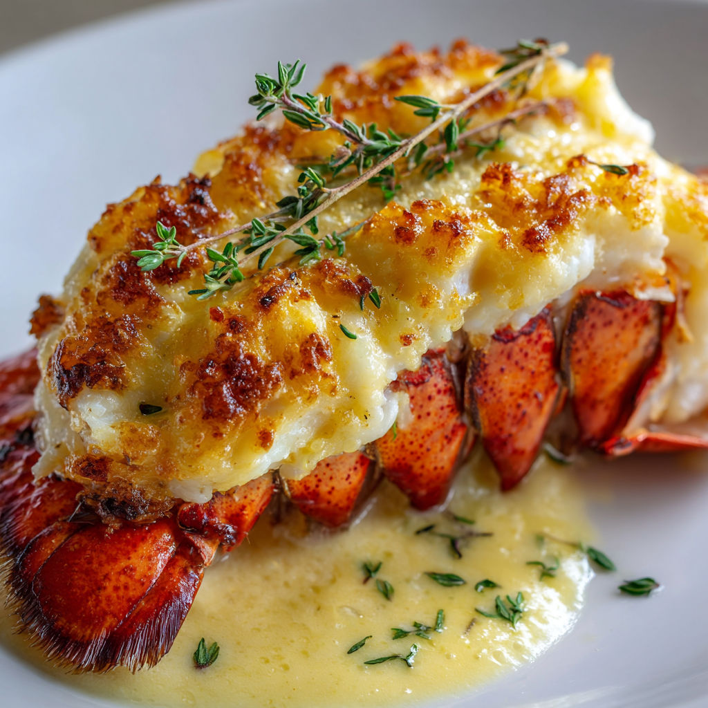 Demi-homards nappés de sabayon mousseux au champagne, raffinement assuré.