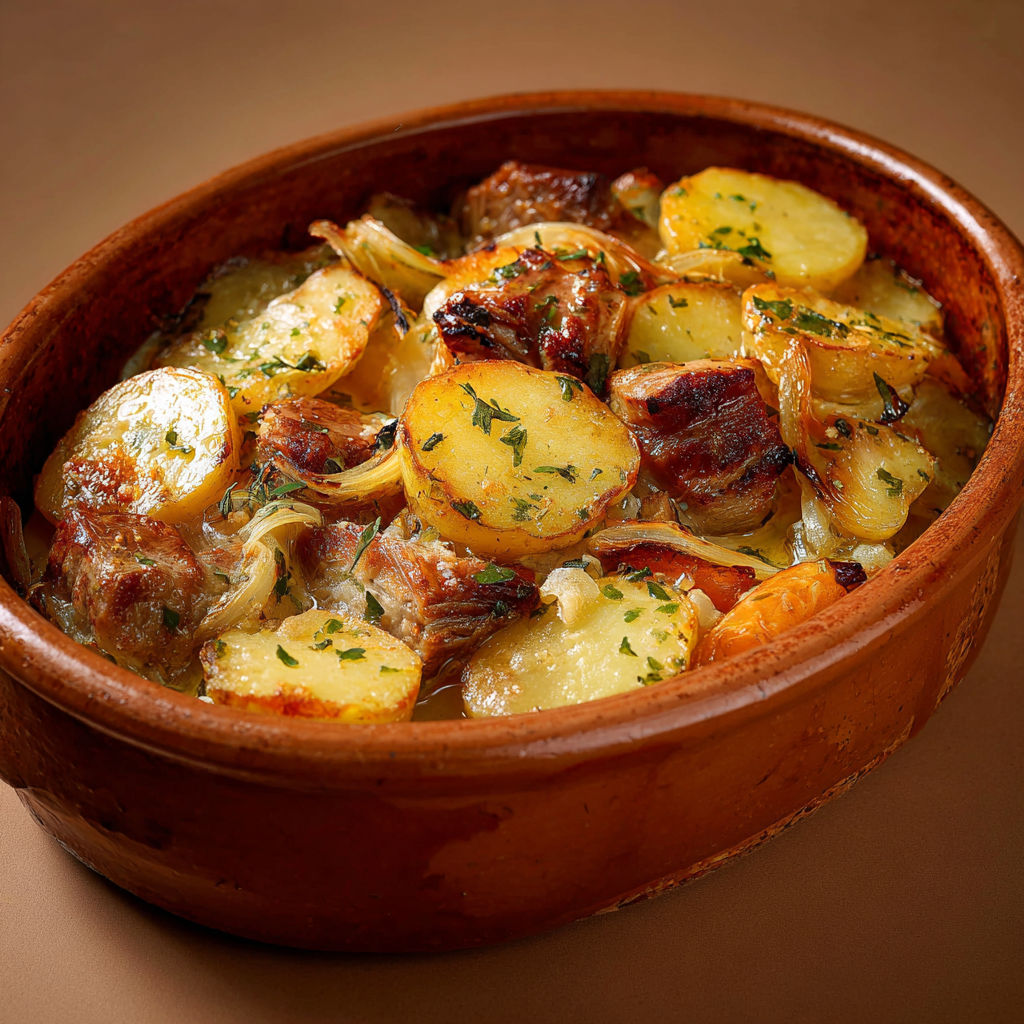 Trois viandes et pommes de terre ultra fondantes dans un baeckeoffe maison.