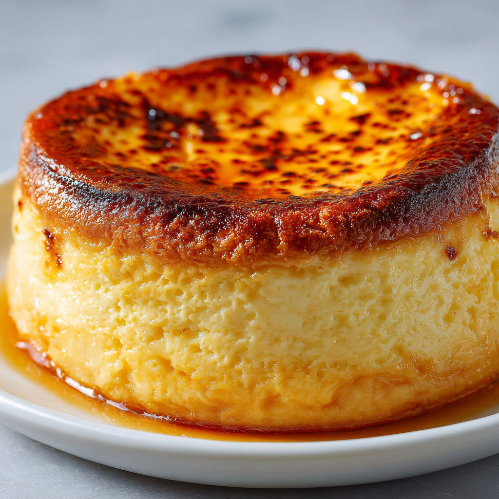 Grand flan traditionnel à la vanille, fondant et super généreux.