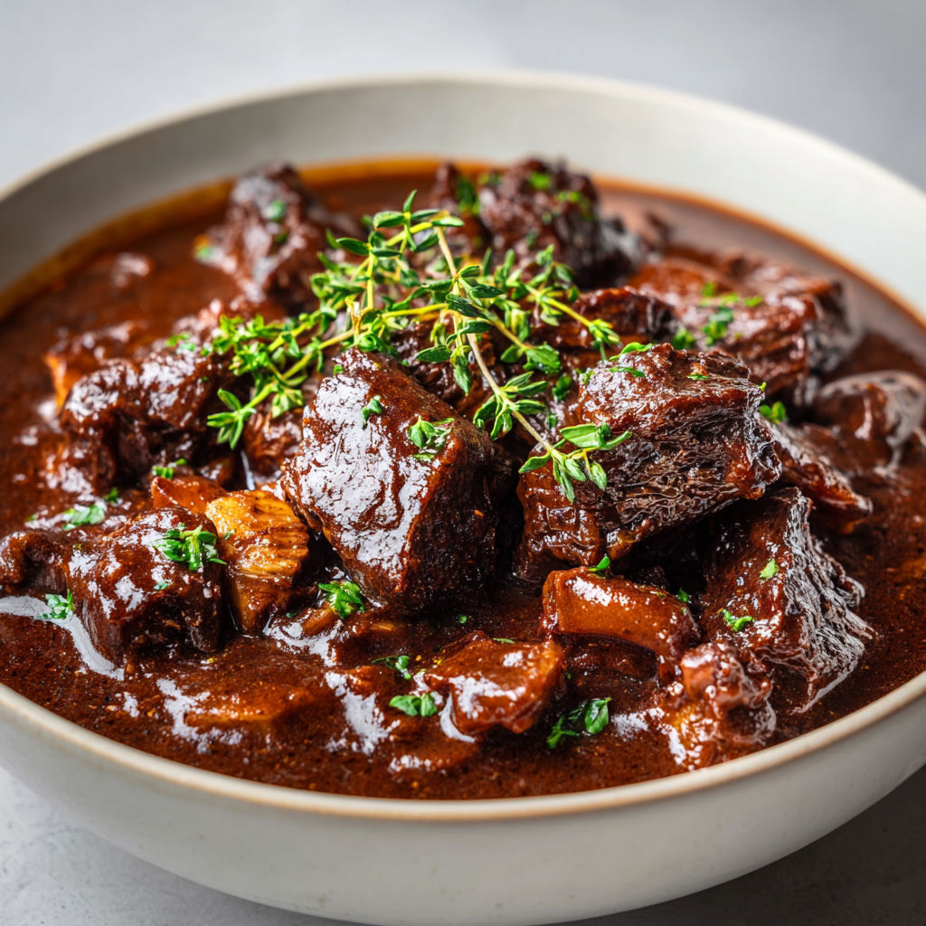 Plat traditionnel de carbonnade flamande, bœuf ultra tendre en sauce riche et parfumée.