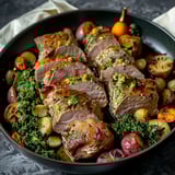 Lamelles d’agneau avec pesto pistache