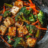 Tofu doré et brocoli délicatement sauté en style asiatique