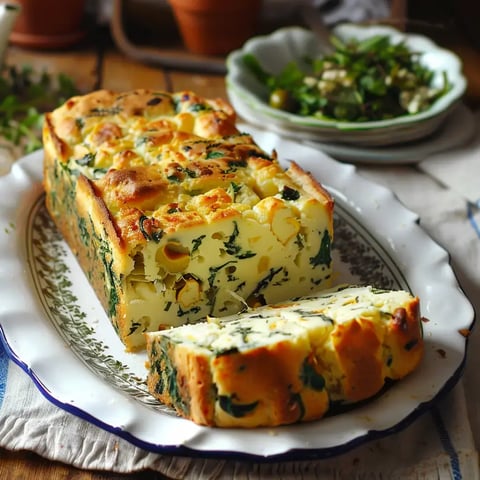 De belles tranches de moelleux aux épinards, présentées sur une jolie assiette.