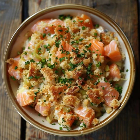 Un plat mêlant saumon moelleux, crème onctueuse, poireaux et croûte dorée agrémentée de ciboulette.