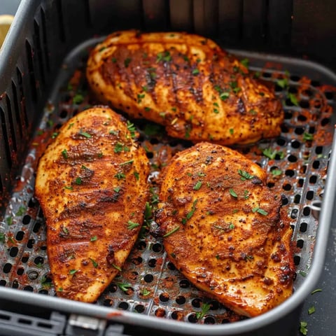 Poulet doré et savoureux, cuit au Air Fryer et présenté dans un panier.