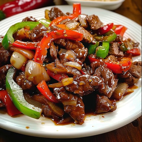 Bœuf sauté poivrons oignons