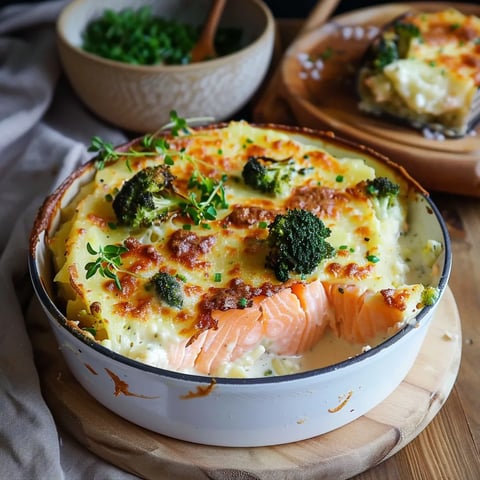 Gratin au saumon et aux brocolis