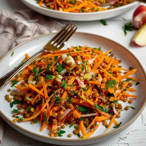 Carottes, pomme et lentilles ensemble